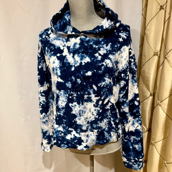 Mikoh Blue Tie-Dye Super Soft Cowl Neck Long Sleeve Sweatshirt - Picture 3 of 11